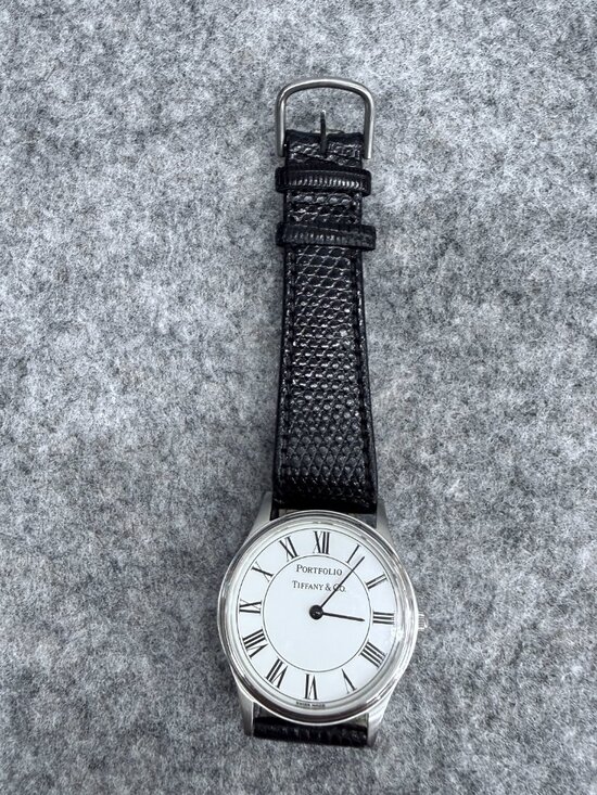 Vintage Tiffany & Co Portfolio Watch White Roman Dial Stainless Steel 33mm Swiss - Picture 10 of 12